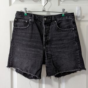 Denim Forum The Yoko Hi-Rise Thigh Black Shorts